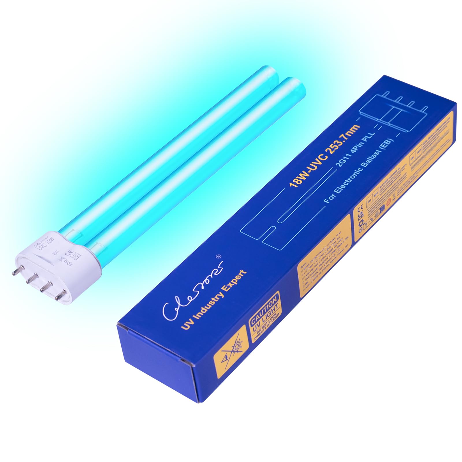 18W UVC Ersatzlampe Leuchtmittel ,mit 2G11 Sockel,UV Lampe Ersatz,Für Teichfilter, Aquarium & Wasserklärer