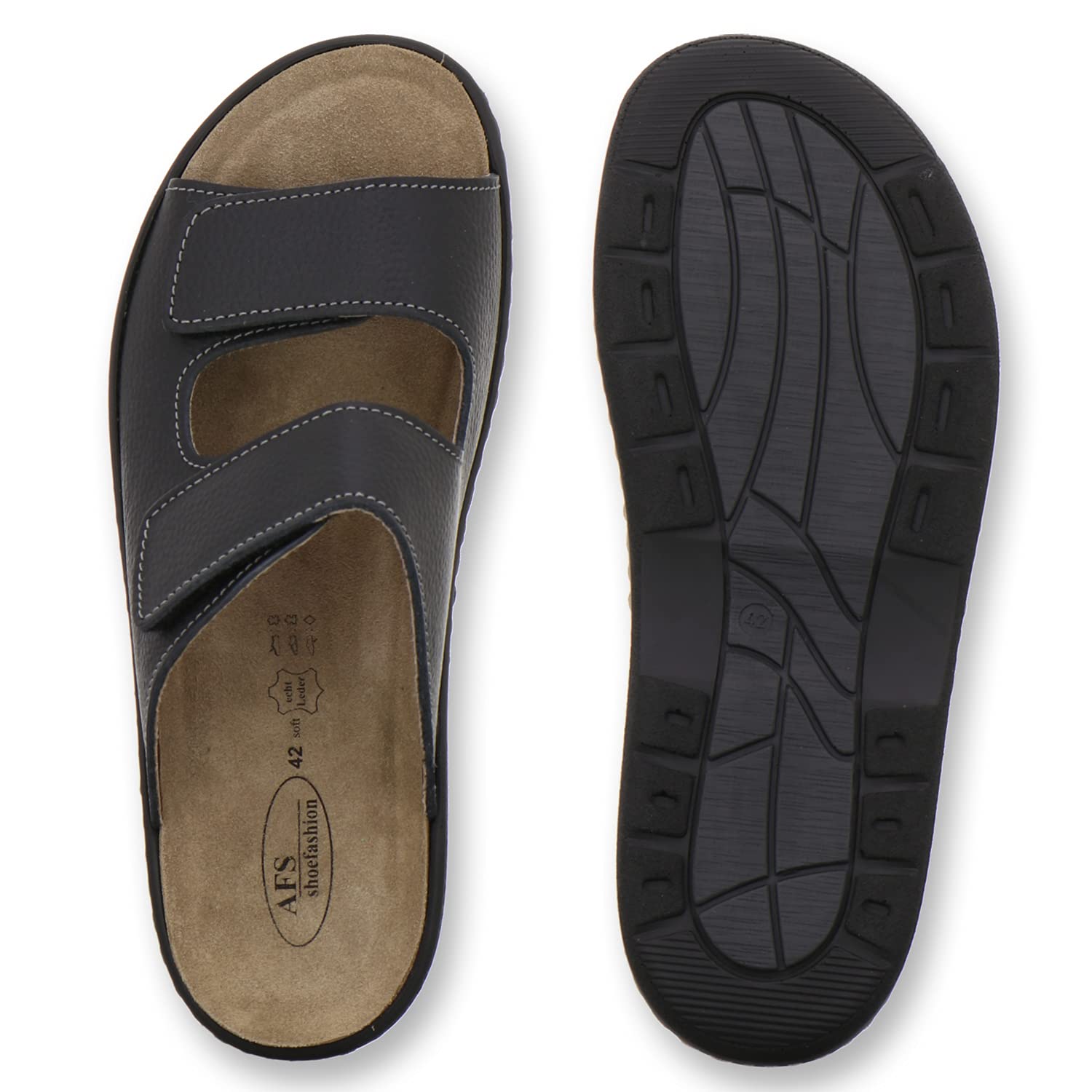 AFS-Schuhe 3502 Bequeme Pantoletten mit Wechselfussbett für Herren Leder, Hausschuhe Arbeitsschuhe, Made in Germany
