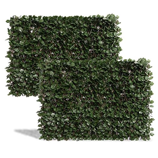DOEWORKS Expandable Fence Privacy Screen for Balcony Patio Outdoor(Double Sides Leaves), Faux Ivy Fencing Panel for Backdrop Garden Backyard Home Decorations - 2PACK