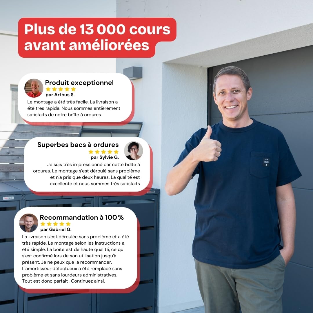 Dagobert Coffre Poubelle Extérieure 240L 2 Bacs, Acier Galvanisé, Structure Robuste, Cache Poubelle, Abri Jardin Résistant aux Intempéries, Conteneur Déchets Durable