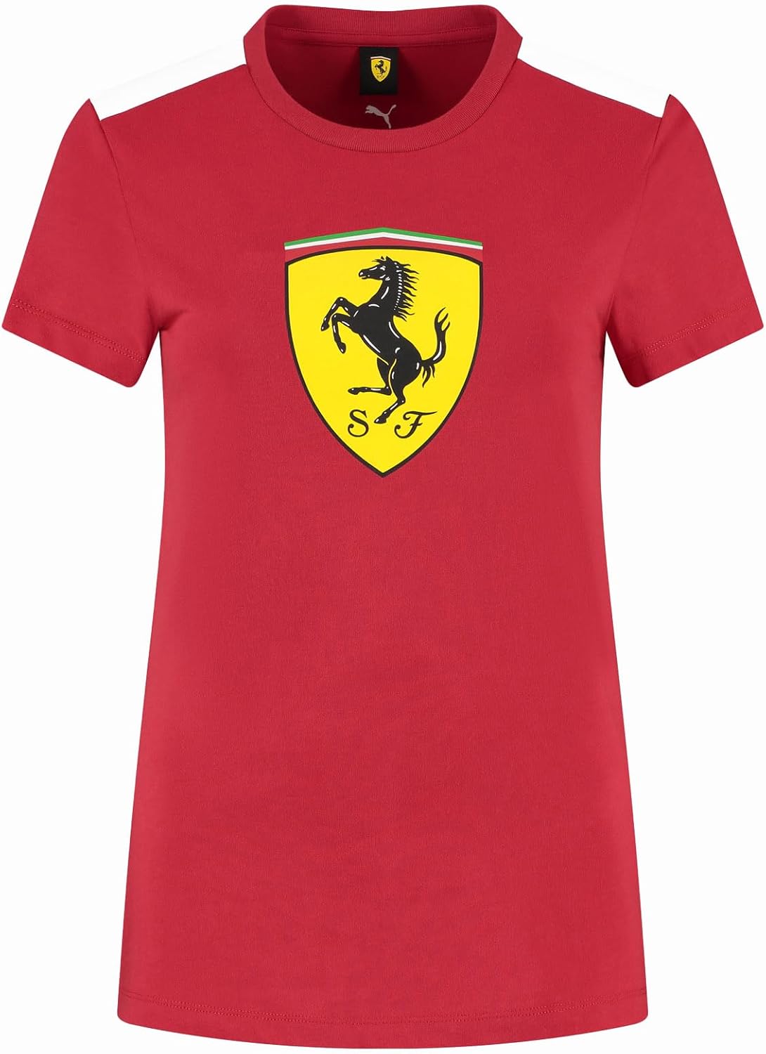 PUMA Scuderia Ferrari F1 Women's Tshirt with Large Scudetto Shield Logo - Red