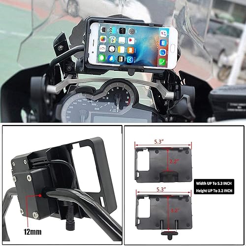 Miniatura 8 de WWB Soporte de navegación para teléfono celular BMW R1200GS ADV F700 800GS CRF1000L Africa Twin para motocicleta Honda carga USB de 0.472in