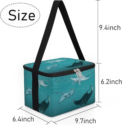 Miniatura 7 de QsirBC Bolsa de almuerzo aislada con diseño de rayas de animales marinos, bolsa de almuerzo reutilizable para adultos y hombres, caja de almuerzo