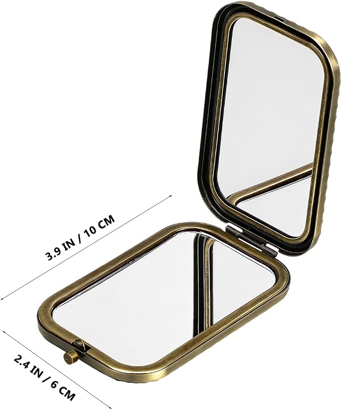 Espejo Compacto Vintage Beaupretty Plegable Metal Doble Cara miniatura 3