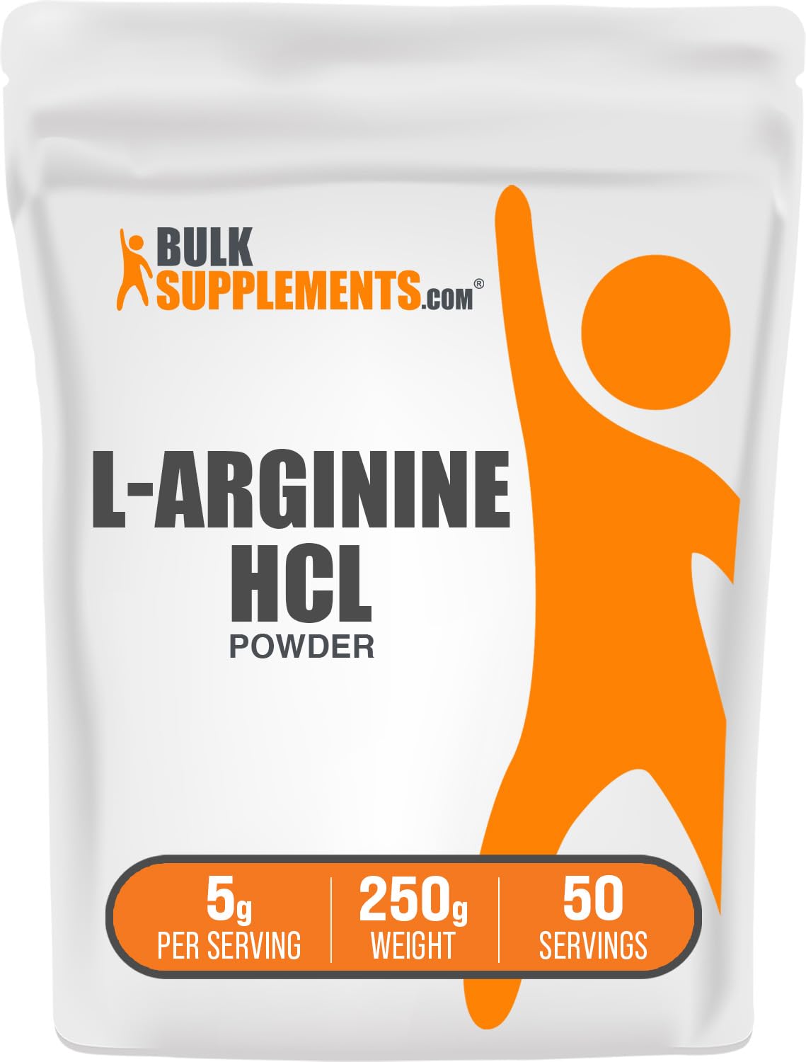BulkSupplements.com L-Arginine HCl Powder - Nitric Oxide Supplement, Arginine Powder - Unflavored & Gluten Free, 5g per Serving, 250g (8.8 oz) (Pack of 1) 8.8 Ounce (Pack of 1)