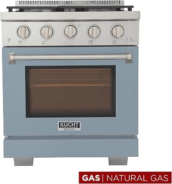KUCHT Professional 30 in. 4.2 cu. ft. Natural Gas Range and Convection Oven in Light Blue with True Simmer Burners