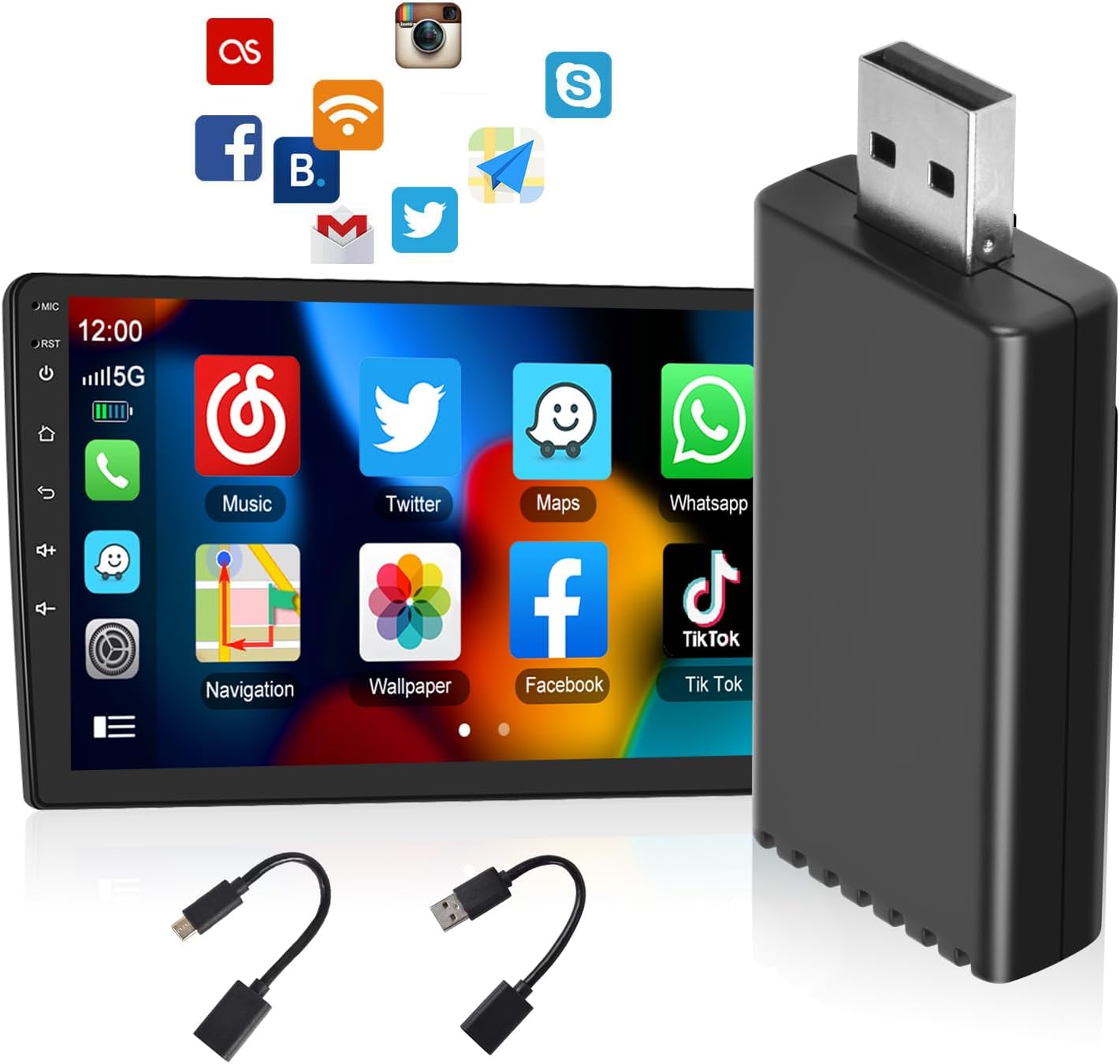 podofo 2024 Wireless Apple Carplay Adapter for Factory Car