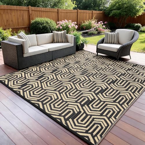 Garvee Outdoor Rug 9x18 ft Large Waterproof Reversible Patio Rug Coffee 9' x 18' (Rectangular)