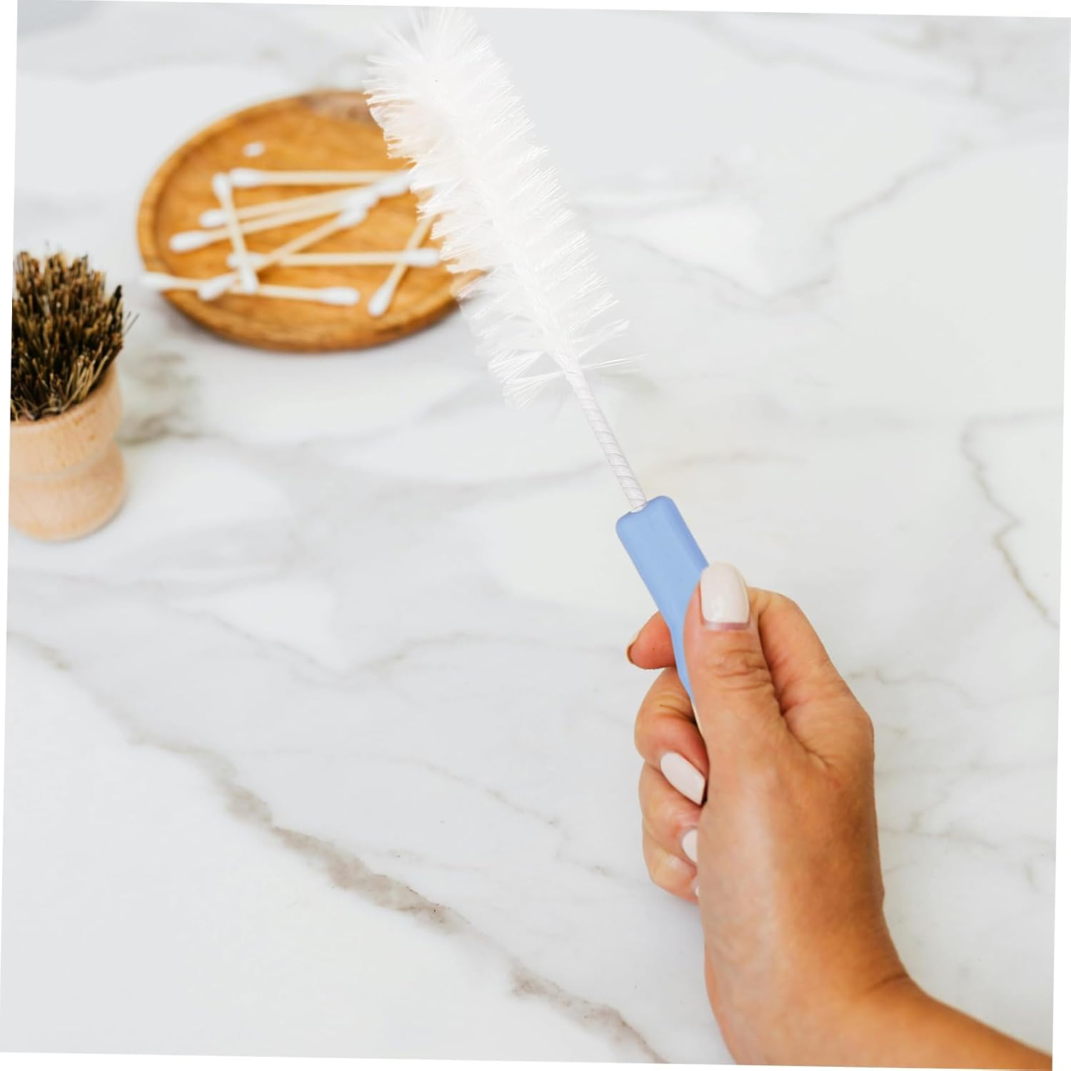 COLLBATH 5pcs Hearing Aid Cleaning Brush Tube Cleaning Tools for Hearing Aid Maintenance Non-Slip Handle Portable Earwax Removal Accessories Blue