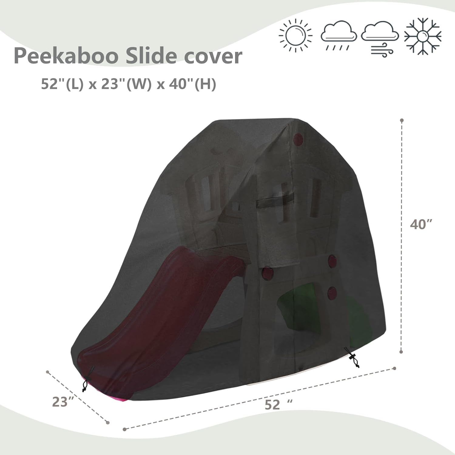 Toddler Slide Cover,Fit to Hide and Seek Climber,Waterproof Dust Proof Anti-UV Outdoor playset toy Cover,Cover only