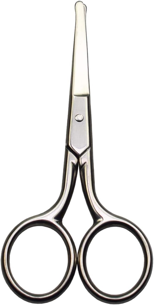 Professional Safety Grooming Scissors for Personal Care Facial Hair Removal and Ear Nose Eyebrow Trimming Stainless Steel Fine Straight Tip Scissors Men