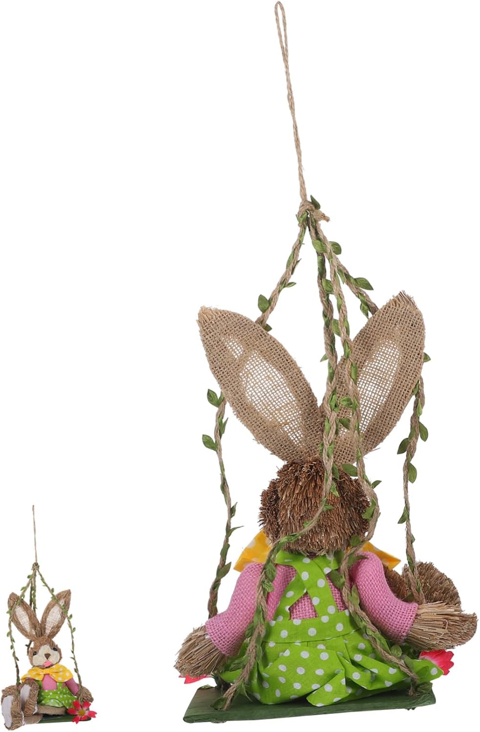 Easter Bunny Figurine Handmade Straw Ornament for Swing Decor for Spring Festivals and Home Decoration Unique Wall Hanging for Easter Celebrations Style