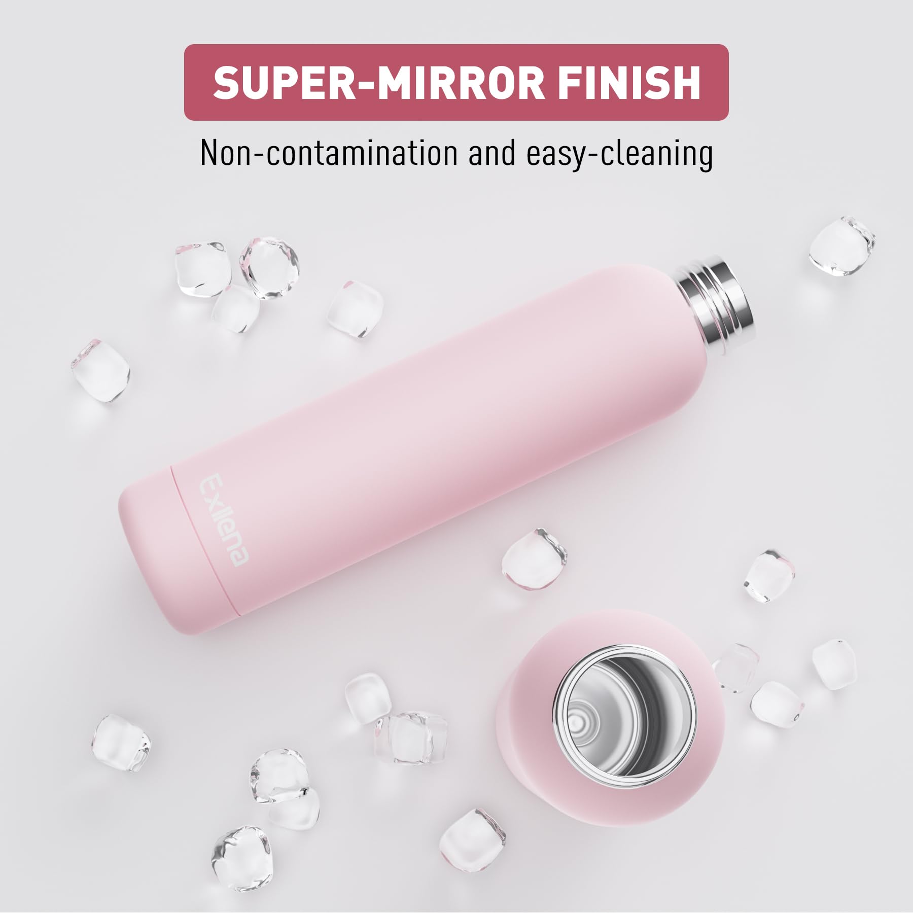 Exllena Insulated Water Bottles 750ml with Clip, Double Wall Vacuum Drinks Bottle Keeps Drinks Cold 24 Hrs/Hot 12 Hrs - Image 4