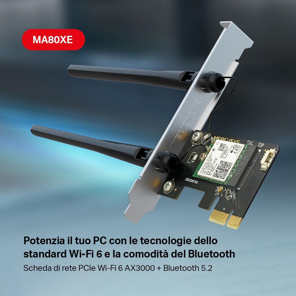 MERCUSYS TP-Link MA80XE PCIe Adattatore AX3000Mbps WiFi 6 Bluetooth 5.2, Chipset Intel Wi-Fi 6, WPA3, MU-MIMO, OFDMA, Scheda WiFi PC Fisso, Supporta Windows 10, 11 AX3000 Wi-Fi 6 - Immagine 2