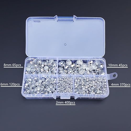 Miniatura 2 de Chengmu Cuentas de vidrio Rondelle plateadas de 0.079-0.394 in para hacer joyas, color AB, 710 piezas de cuentas espaciadoras de crytal facetadas en