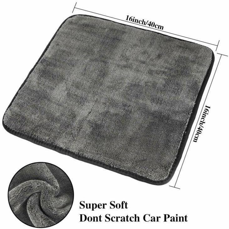 microfiber car cleaning cloth microfibre towel upgraded 1200gsm ultra -thick car drying towel microfiber cloth for car and home polishing washing and detailing 16x16 (grey)(40x40cm) |(1 pack)