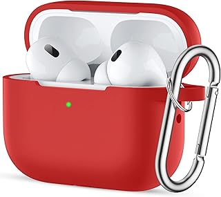 Easuny for AirPods Pro 2 Case Cover 2022 - Full Body Protective Silicone Case Compatible with New Apple AirPods Pro 2nd Generation Case, Shockproof Cover with Carabiner [Front LED Visible], Red