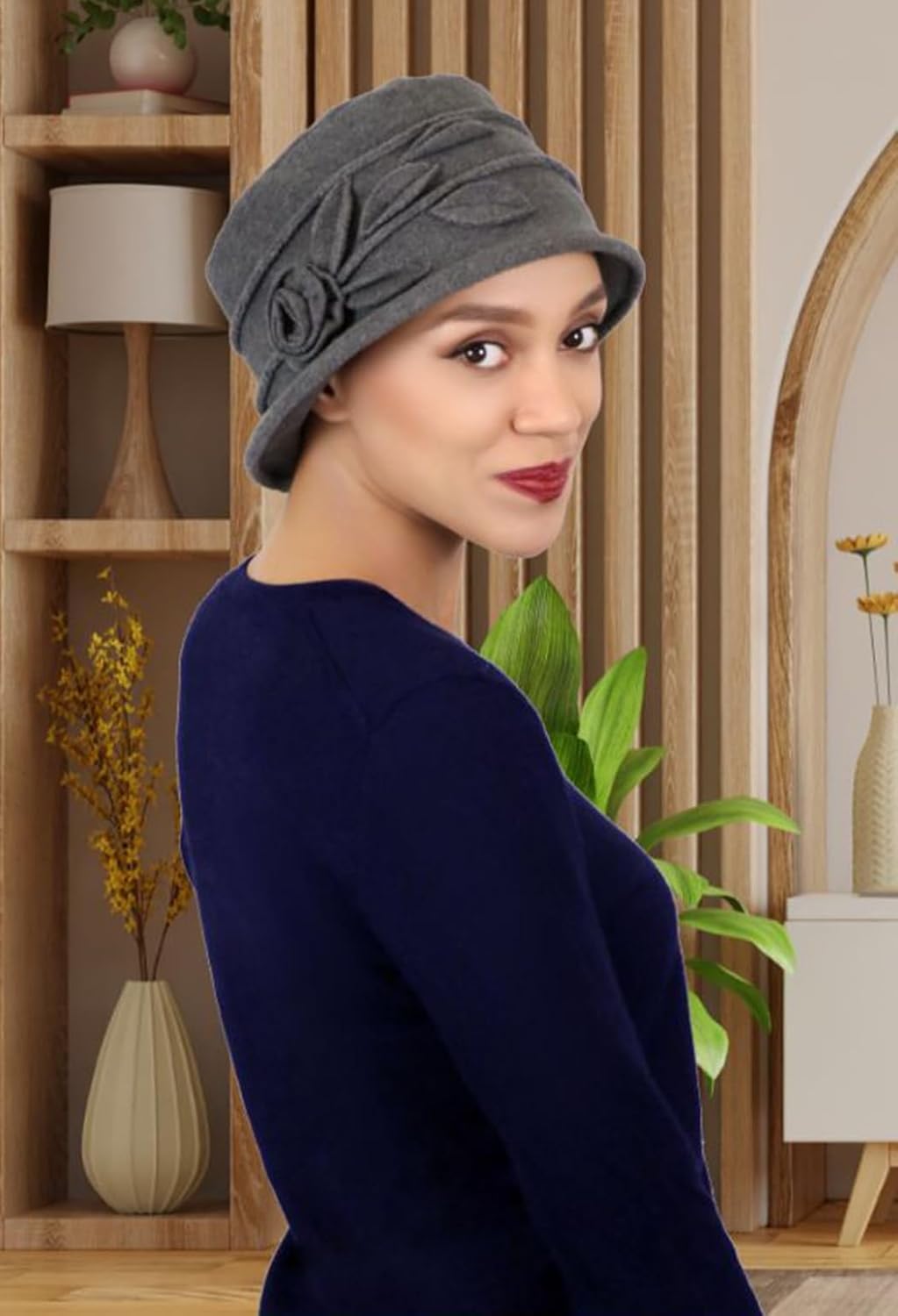 Hats Scarves & More Womens Hat Chemo Headwear Cancer Cap Ladies Head Coverings Winter Lady Rose - Image 5