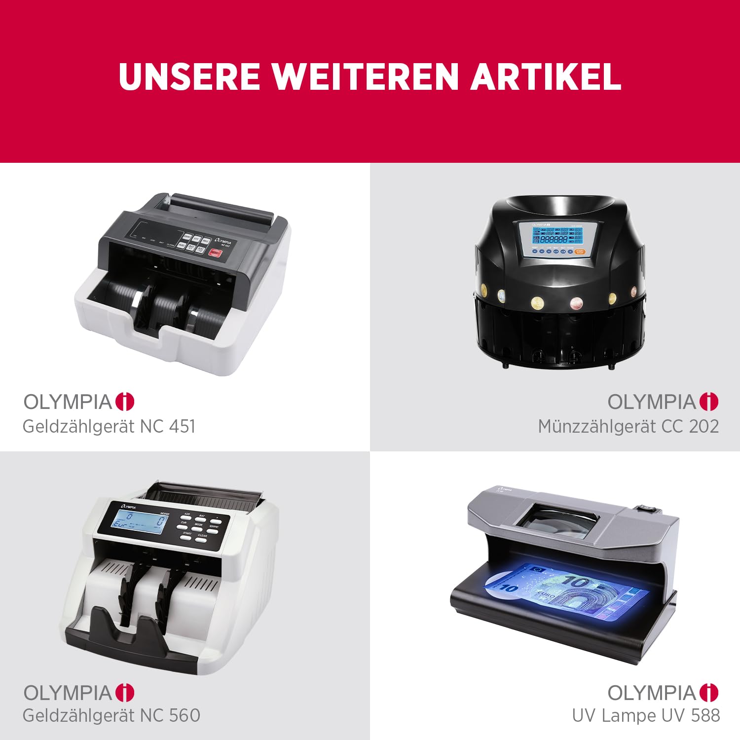Olympia Detector de billetes UV 587, luz UV 365 nm, 2 LED UV 3 W, comprobador billetes falsos USB