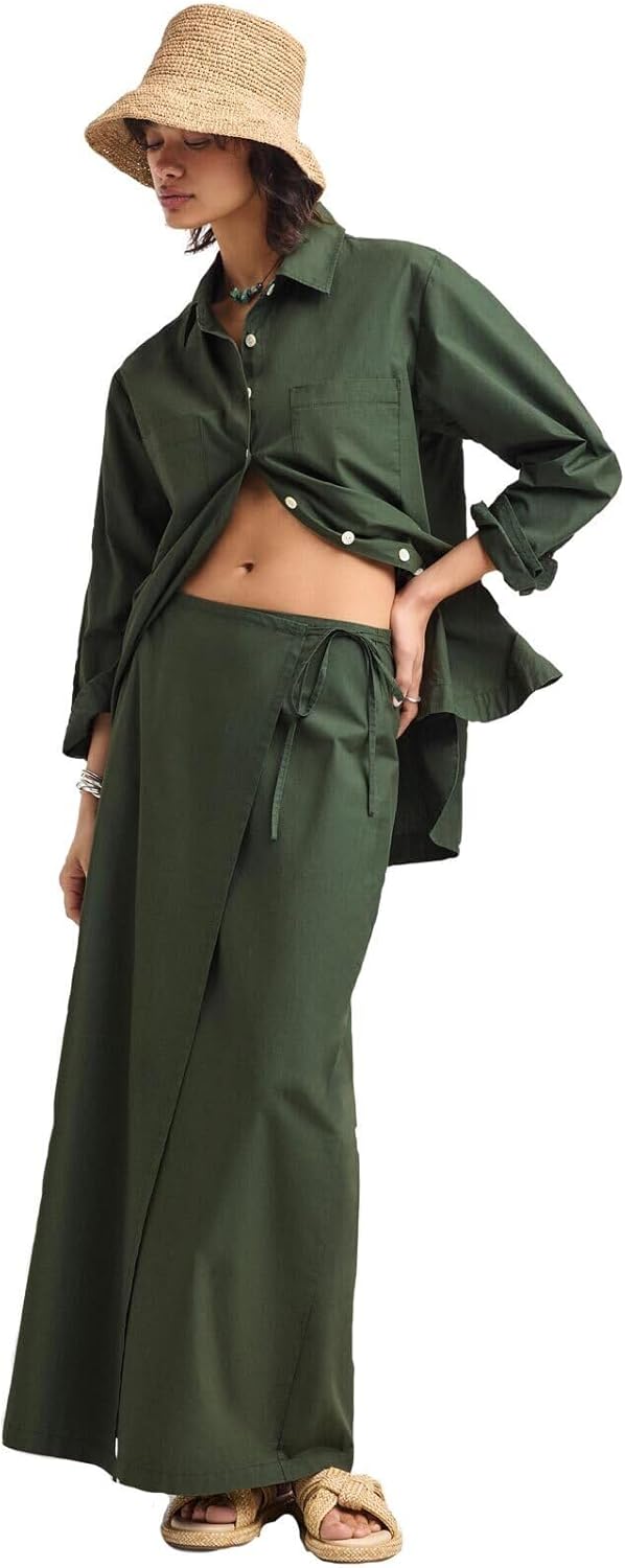 Vitamin A Women's Swimwear Cotton Poplin Willa Wrap Skirt Swimsuit Cover Up
