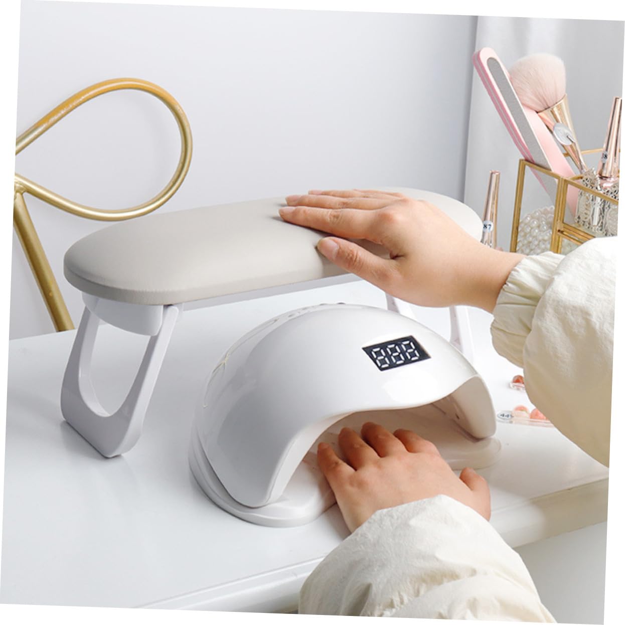 Homoyoyo Cuscino Raffinato in e Poggiamano Manicure per Bianca da Facile Pulire Regolabile per Tavolo Unghie, per Saloni di Bellezza