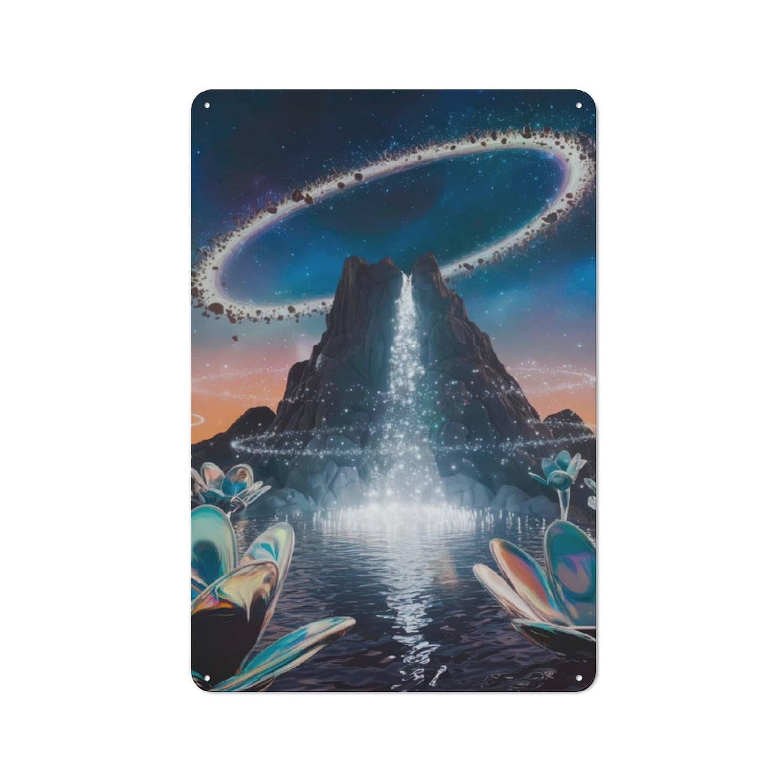 Junmoney Celestial Cascade Simple Retro Metal Wall Plaque 30X20cm, Creative Space Decor For Office, Study, Studio Or Hallway