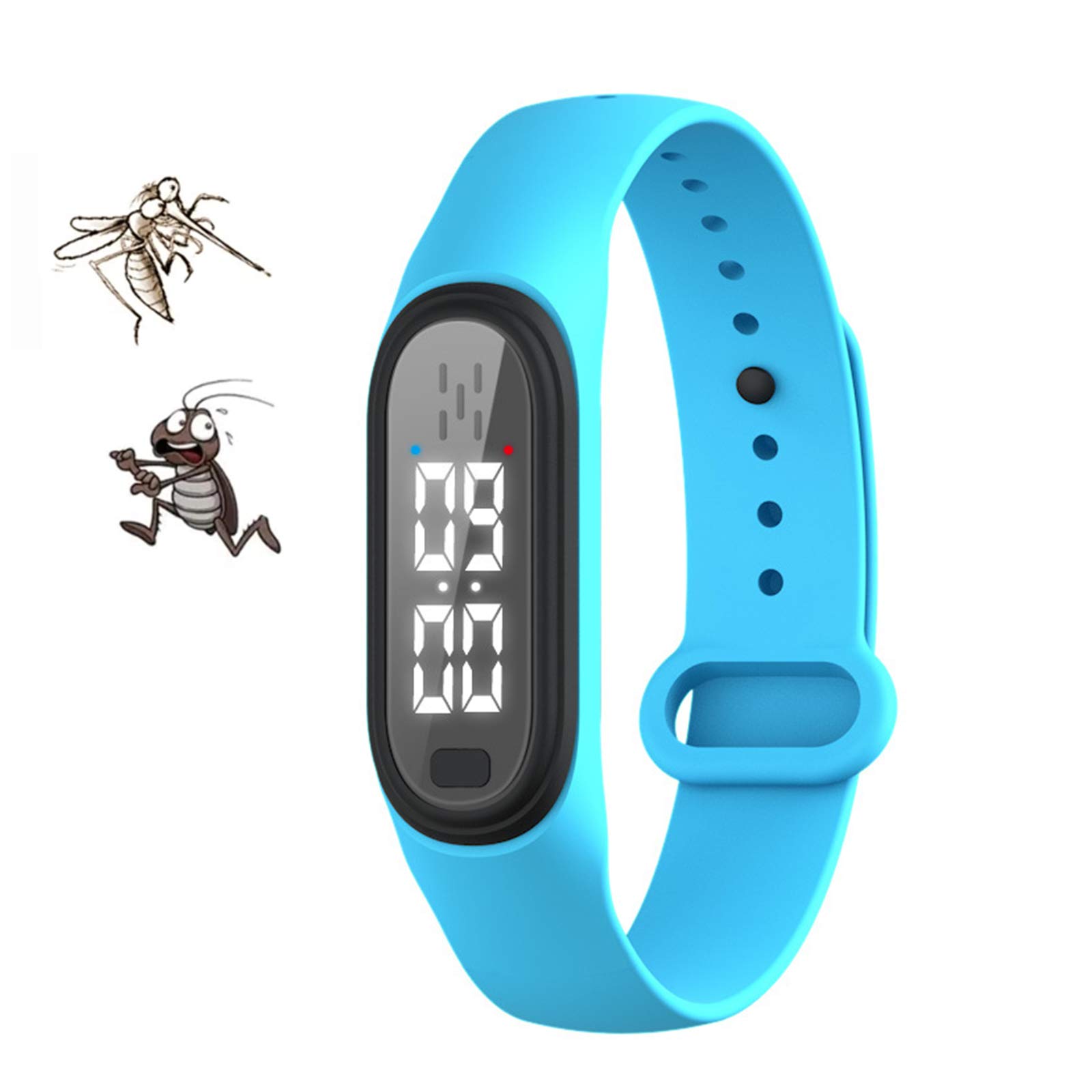 Bracelet anti-moustiques à ultrasons avec affichage de l'heure, bracelet étanche rechargeable par USB pour voyage et camping