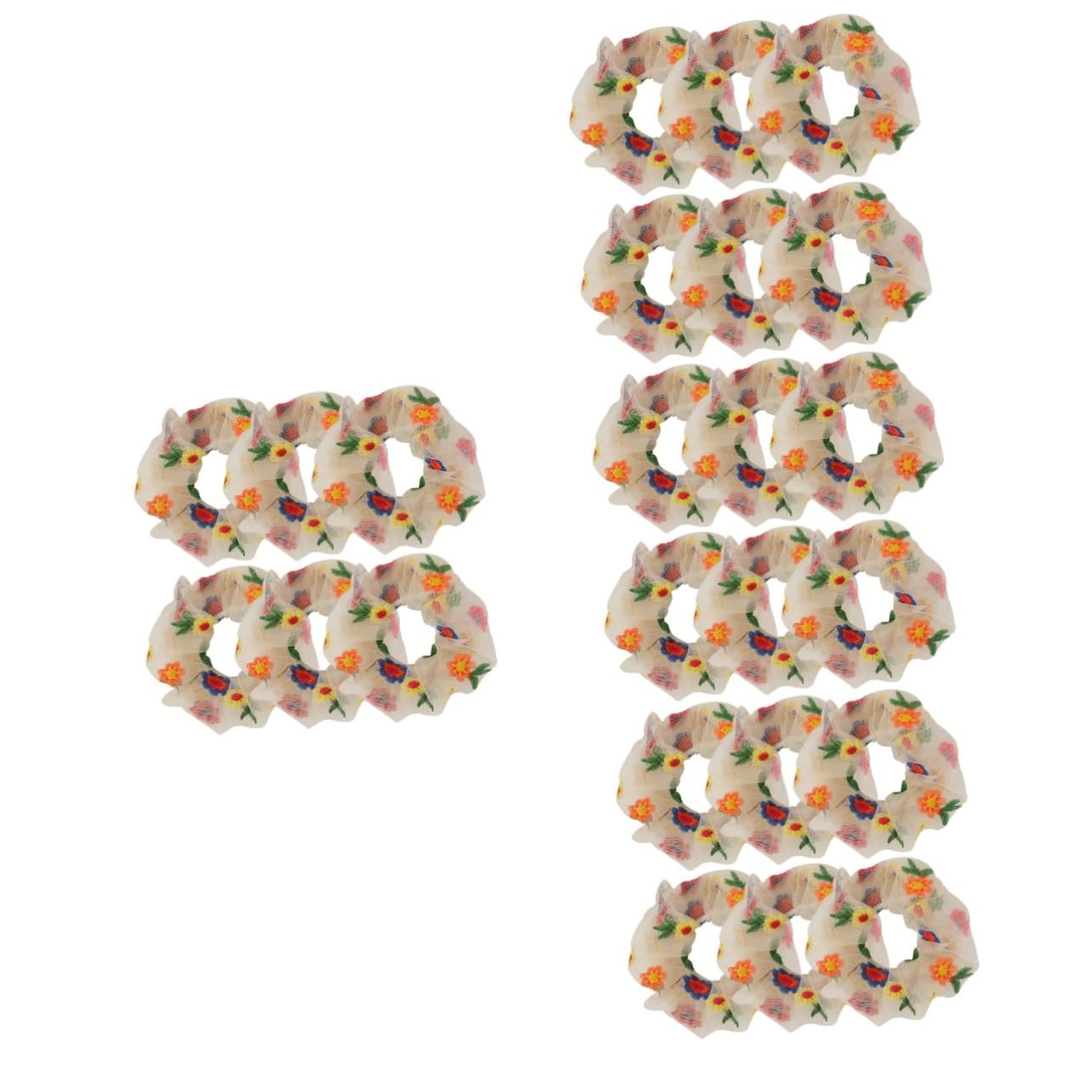 Healeved 24piezas Scrunchies De Malla Flores Bordadas Accesorios Para Cabello Coleteros Elásticos Para Mujeres Para Peinados y Uso Diario