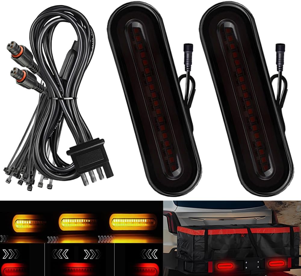Nilight Hitch Cargo Carrier Light Kit 2PCS 6Inch Red Oval LED with