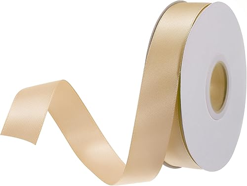 MECCANIXITY Cinta de satén de 34 pulgadas (0.8 in) de ancho de 25 yardas de ancho, cinta para ramo de boda de seda sólida para regalo del día de San