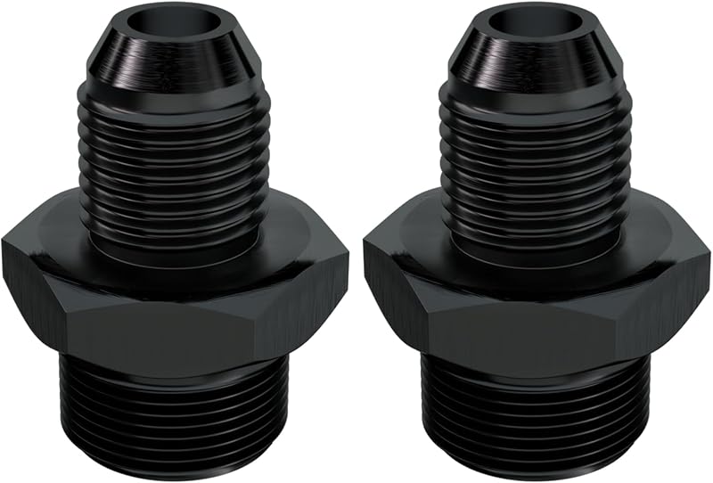 Adaptador de combustível 8AN ORB macho para 6AN macho APIELE em alumínio preto – 2 unidades