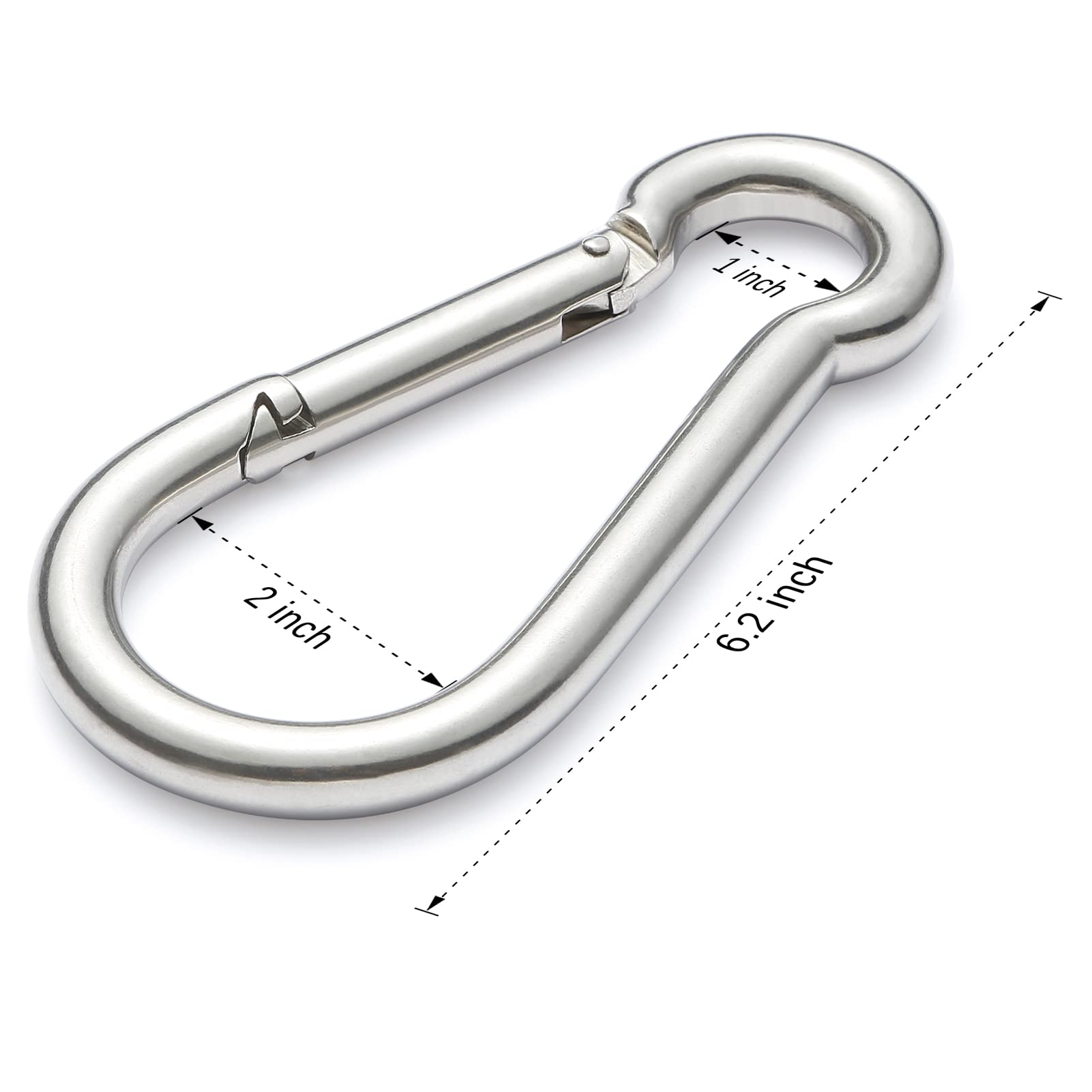 sprookber Moschettone Portachiavi Gancio - 304 Moschettoni Acciaio Inox, 6 Pezzi
