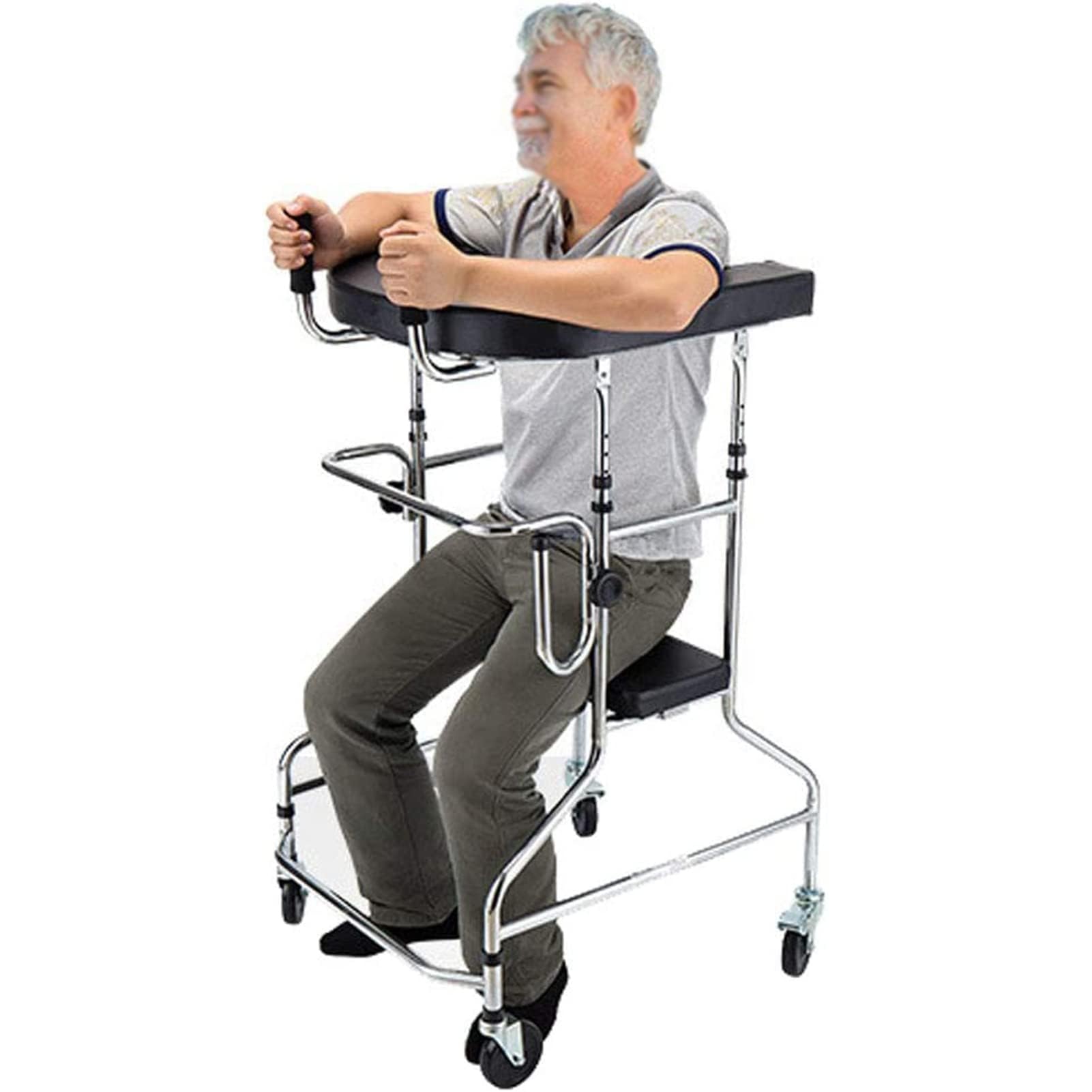 Wytrzymały składany wózek z siedziskiem, rama do chodzenia z podwójnym ramieniem, dla seniorów i niepełnosprawnych, trening rehabilitacji ciała, pomoc w mobilności