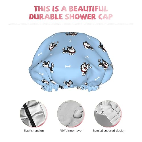 Miniatura 6 de Black Dog Shower Cap Reusable Waterproof,Shower Caps For Women With Double Hair Caps,Bathing Cap Hair Cap For Shower