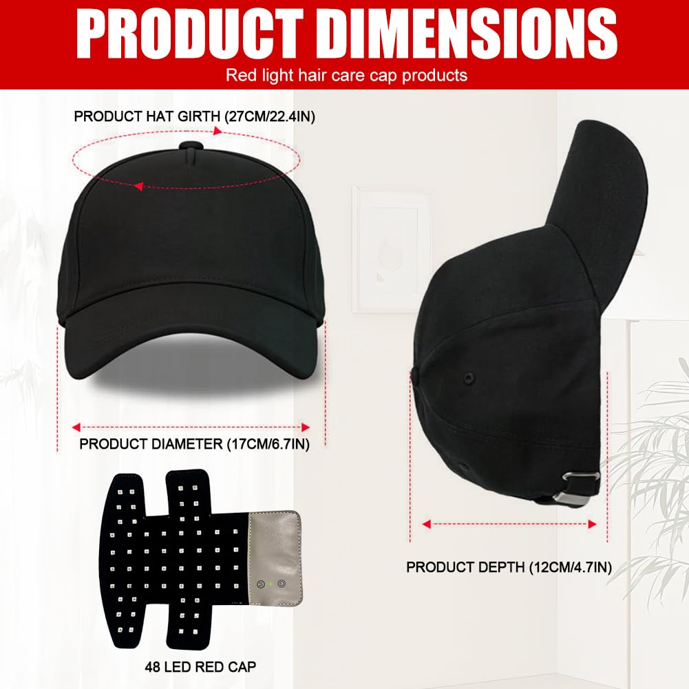 Rotlicht Haare LED Cap, 660nm+450nm+850nm Rotlichtlampe Haarwachstumskappe mit 4 Modi, Abnehmbarem Rotlicht Panel, Red Light Therapy Haare Anti-Haarausfall, Einstellbare Größe Cap für Männer/Frauen
