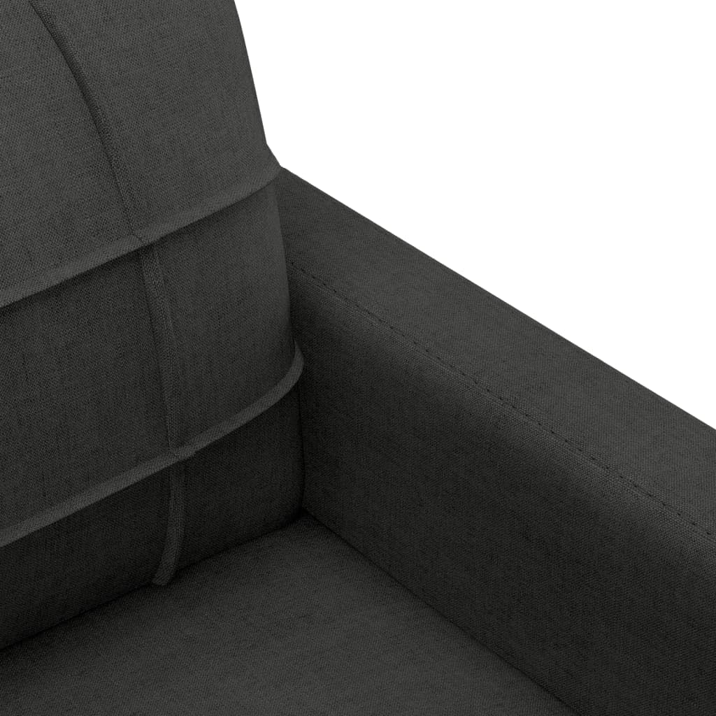 Juego de 4 muebles de sofá negro con respaldo y taburete de tela resistente, 198 cm de ancho, diseño moderno, robusto y cómodo para salas de estar pequeñas habitaciones y oficinas