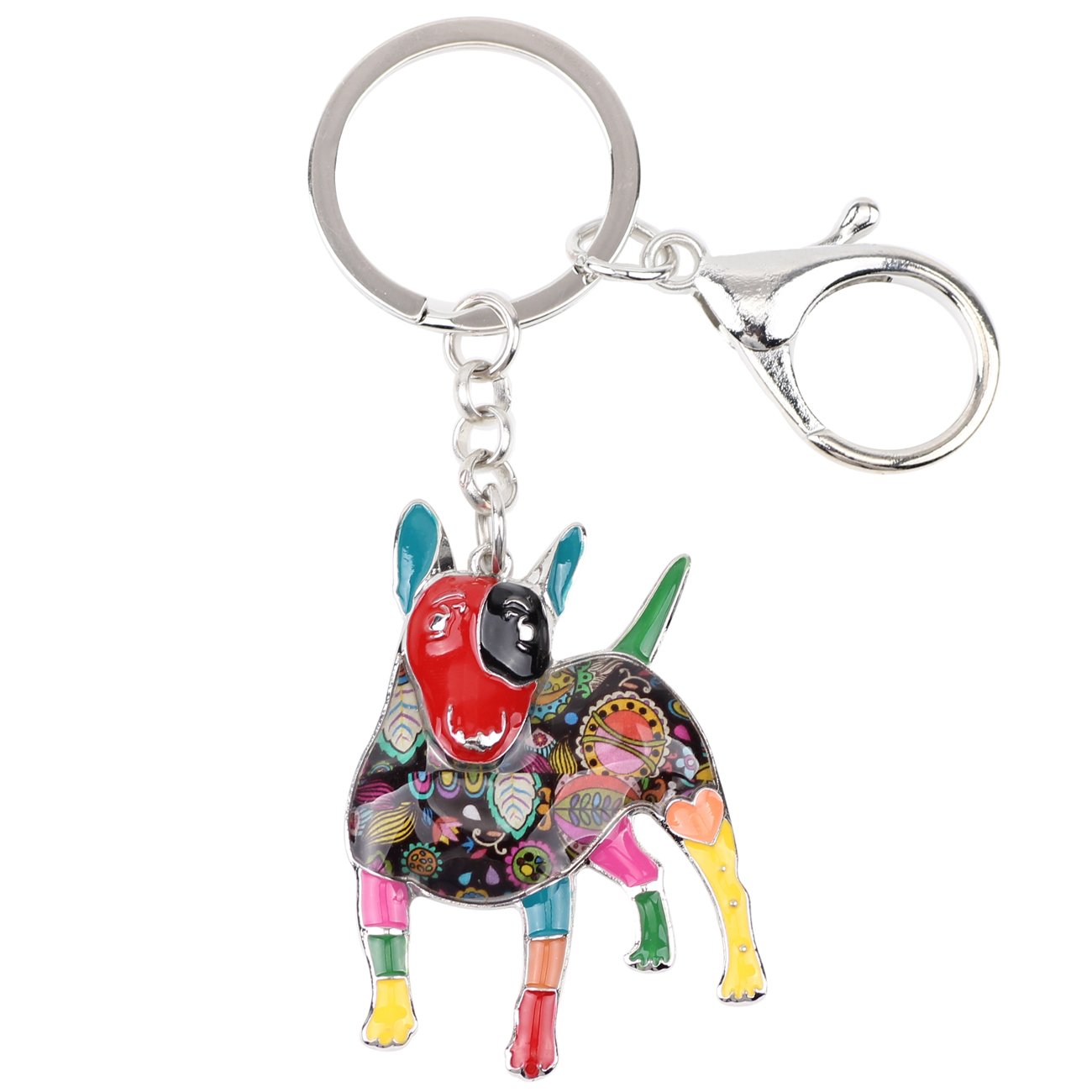 Bonsny Multicolor Dogs English Bull Terrier Dog Enamel Keyring Hand Bag Charm (Red)