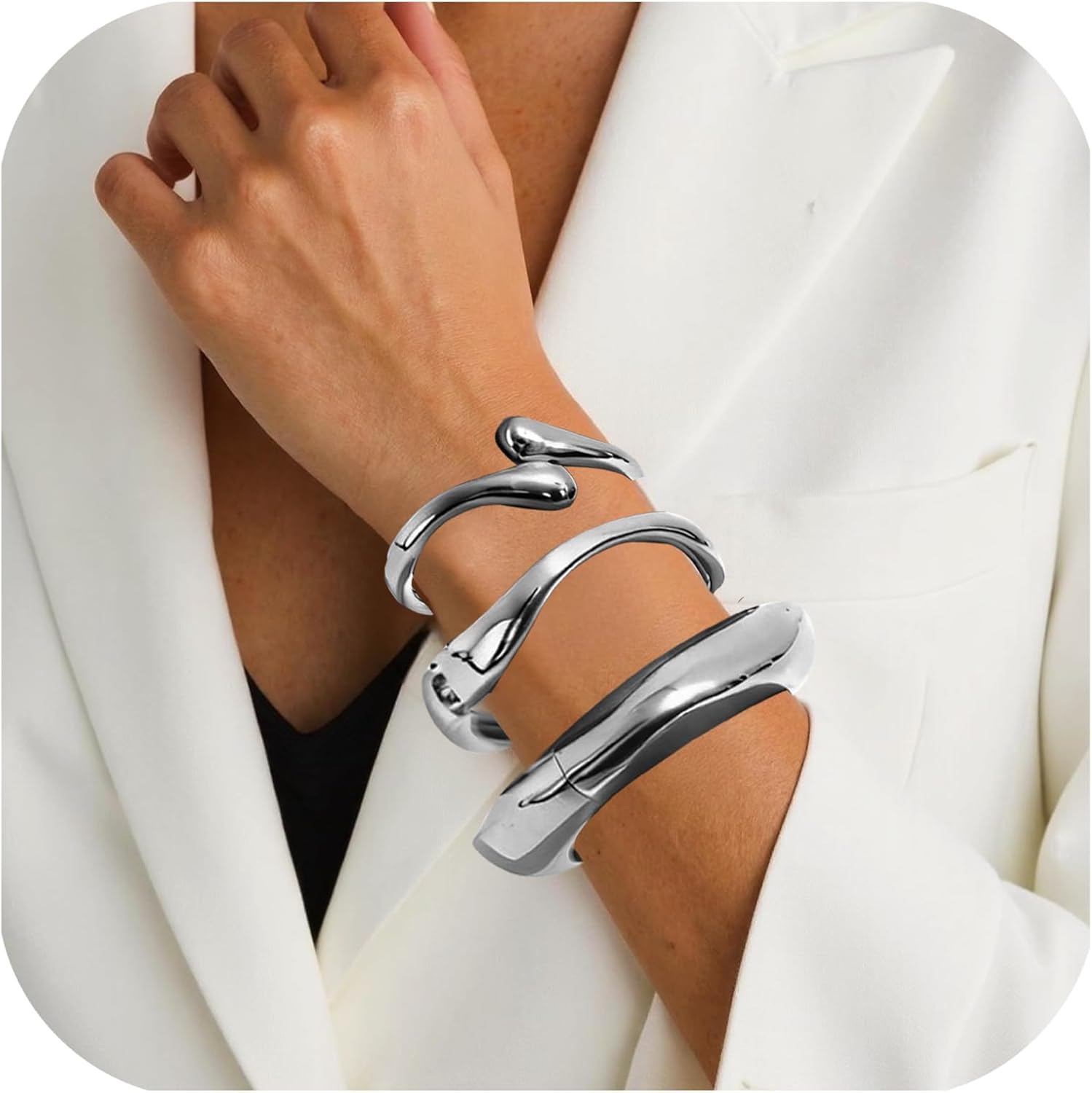 KUANG! Gold Bangle Bracelets Set for Women 14k Plated Chunky Stackable Bangles Trendy Cuff Bracelet Stack Jewelry Gifts - Image 2