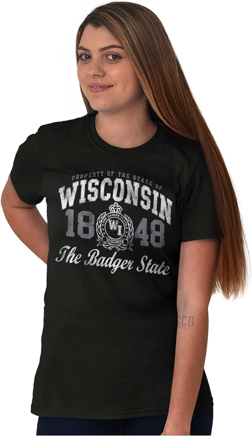 Classic Teaze Property of Wisconsin Badger State Womens Graphic T Shirt Tees - Image 5