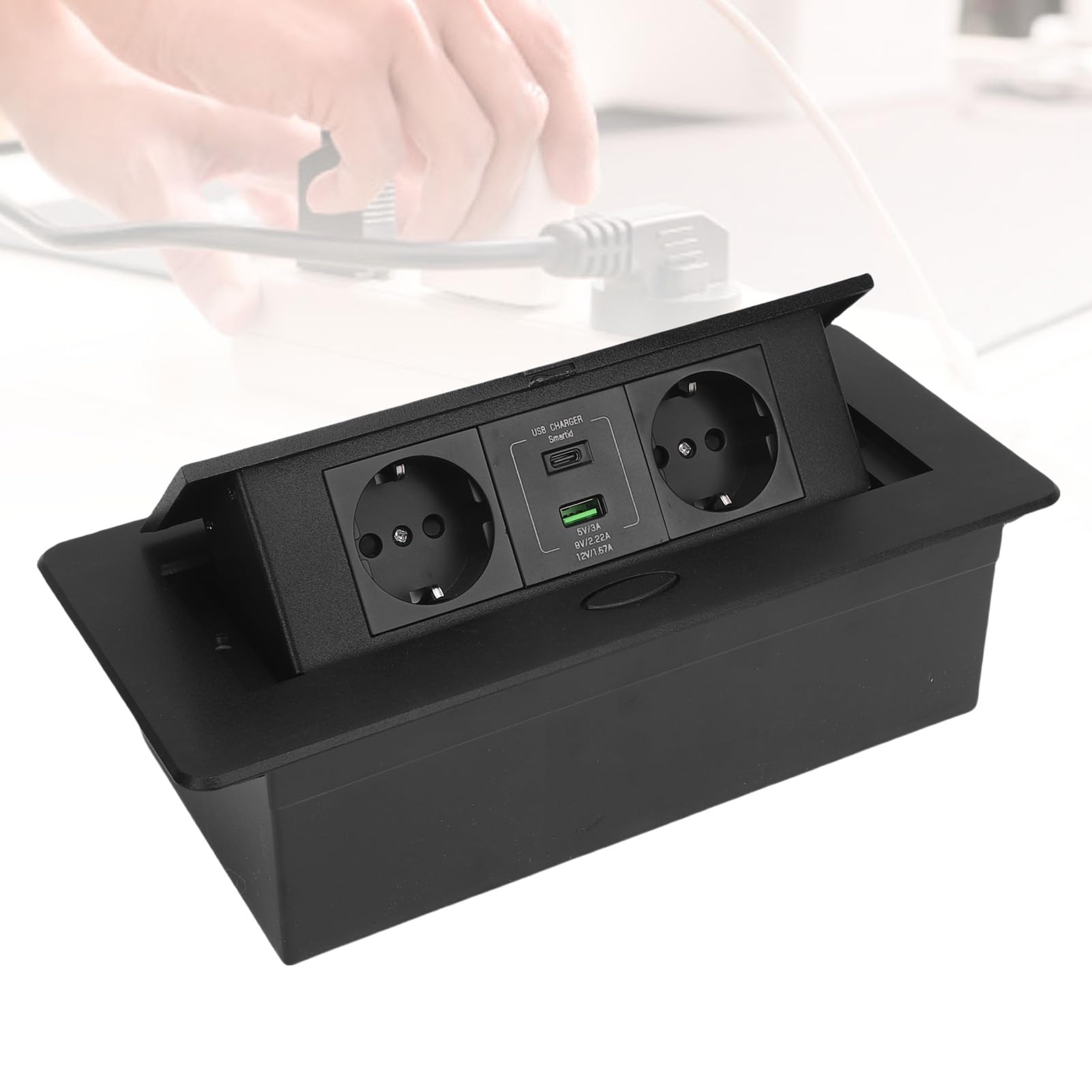 Oumefar Presa Multipla da Tavolo Scatola di Derivazione da Incasso e Durevole da 20 W con Ricarica Rapida per Ufficio Domestico Nera per Centro Commerciale per Ufficio Domestico