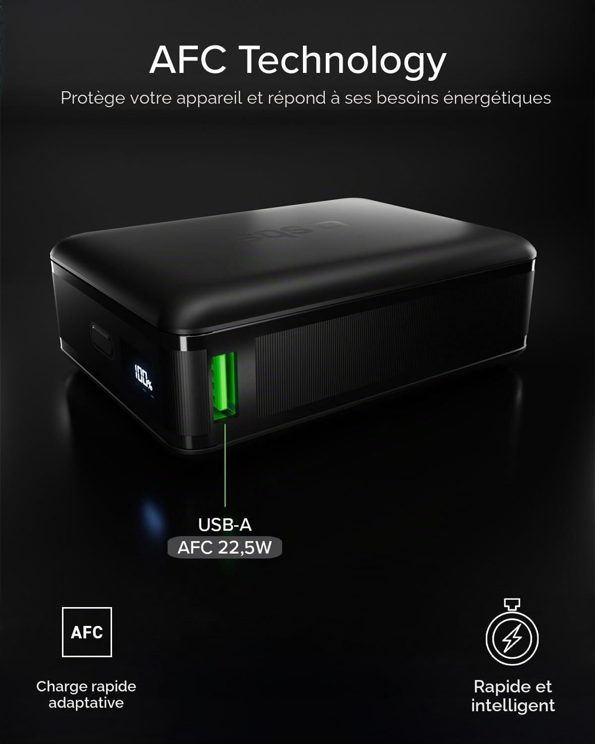 SBS NanoTube PowerBank HD, 20000mAh, 65W de Puissance (3.1 PPS), AFC, Batterie Externe avec Charge Rapide, Haute Densité, Écran LCD, USB-C, Chargeur de Voyage Portable, Design Compact, Noir