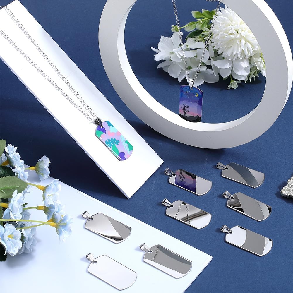 SUNNYCLUE 1 Box 18Pcs Stainless Steel Stamping Charms Blank Metal Stamping Charms Rectangle Blanks Engraving Military Dog Tag Charm for Jewelry Making Charms DIY Craft Keychain Bracelet Earring Adults - Image 4