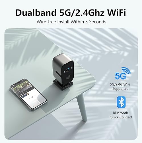 Miniatura 6 de Cámaras de seguridad inalámbricas para exteriores, cámara magnética WiFi 5G para mascotasbebé, 2K Pan giratorio 180 Sirena interior Cámaras para el