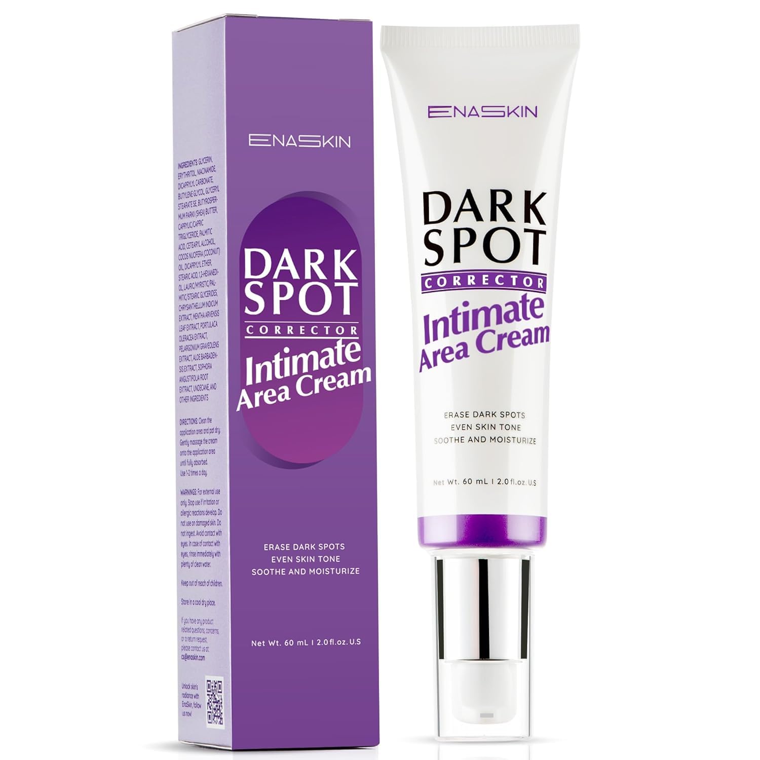 EnaSkin Dark Spot Remover Cream for Intimate Parts: Skin Bleaching Cream Dark Spots Corrector for Face and Body, Underarm, Inner Thighs, Bikini Area, Elbows & Knees - 2 Fl Oz