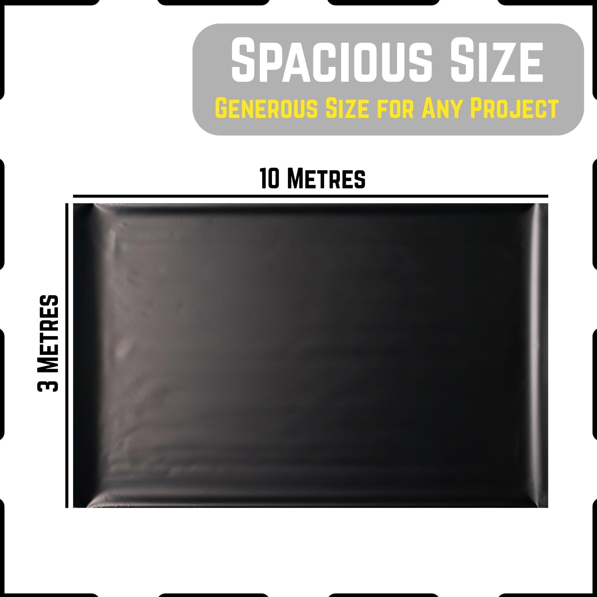 Bâche en plastique noir 3 m x 10 m très résistante, 2750 g d'épaisseur, bâche de protection contre la poussière pour l'extérieur, grande construction, jardinage, protection contre les gravats