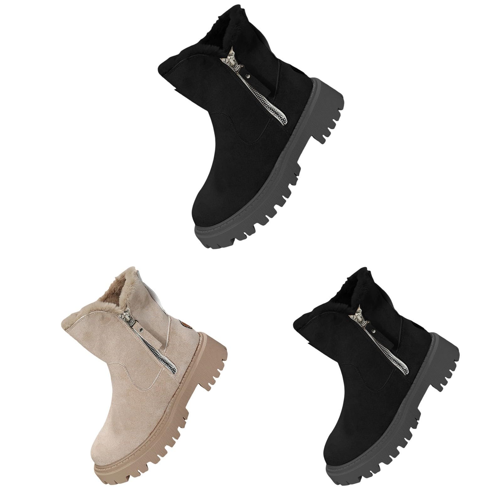 Botas de nieve para mujer, forradas, de ante