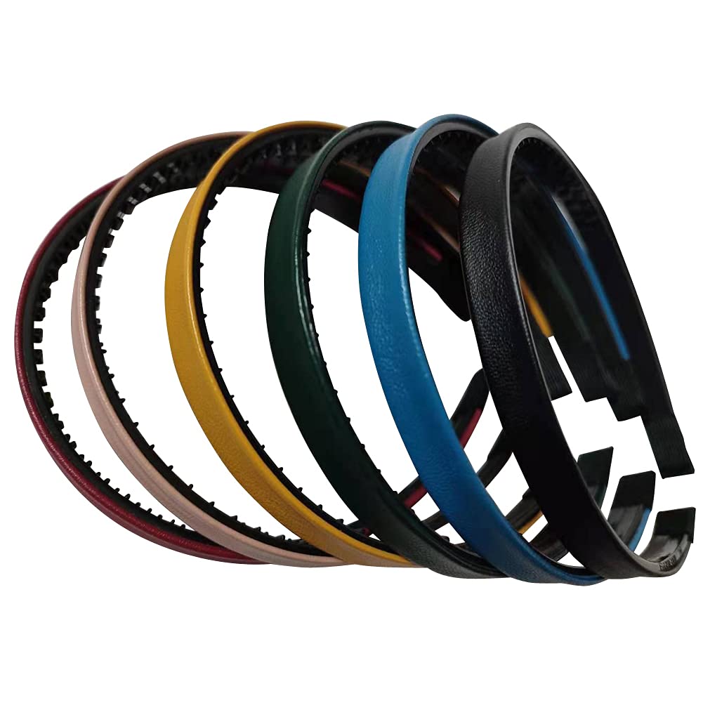 ShungFun Cute Solid Simple Leather Covered Party Headband Hair Bows Hair Loop Clasp Glitter Hairbands for Women and Girls (Color 1) : Color 1