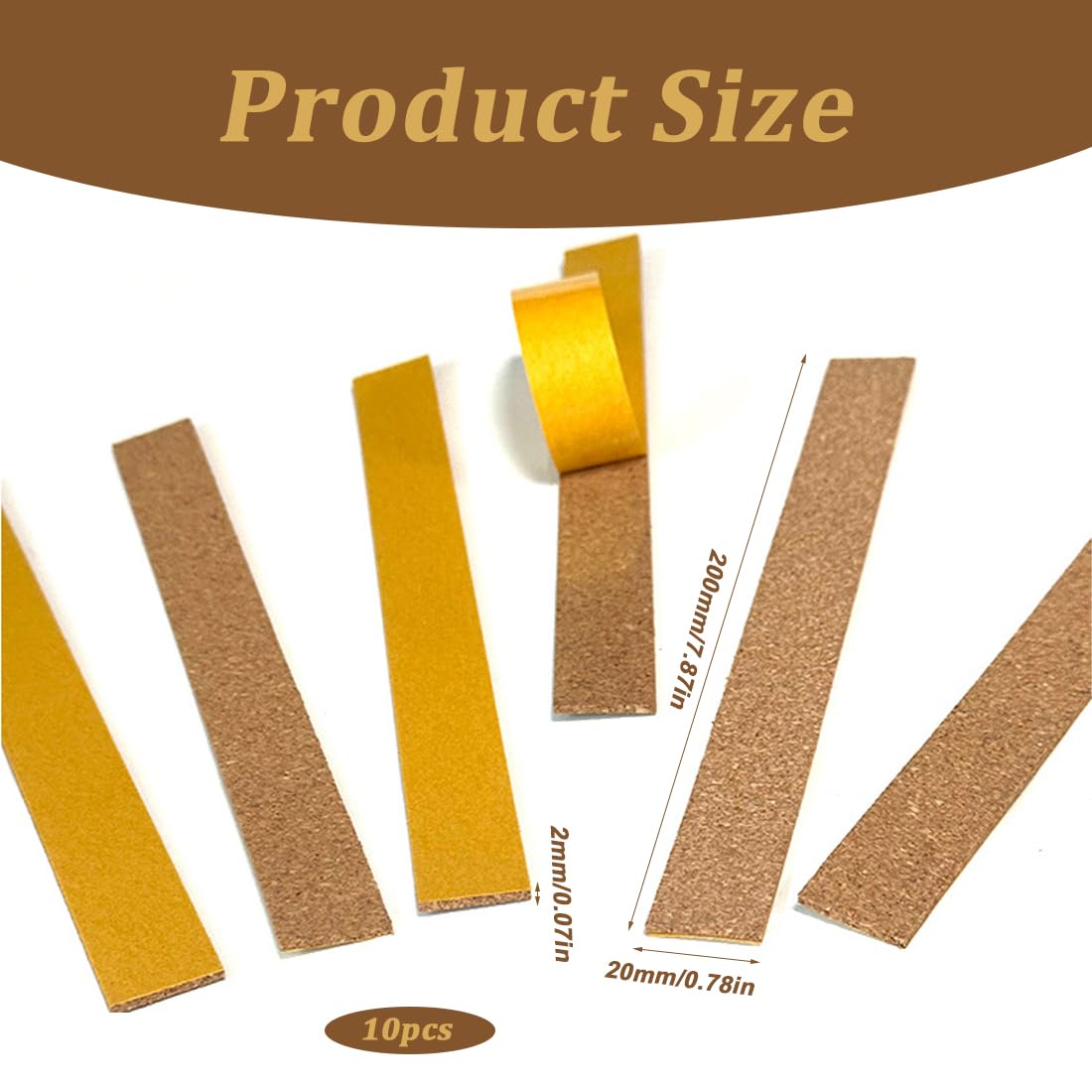 Strisce Di Sughero Autoadesive 200x20x2mm 10pcs Confezione Per Cappelli Bacheca