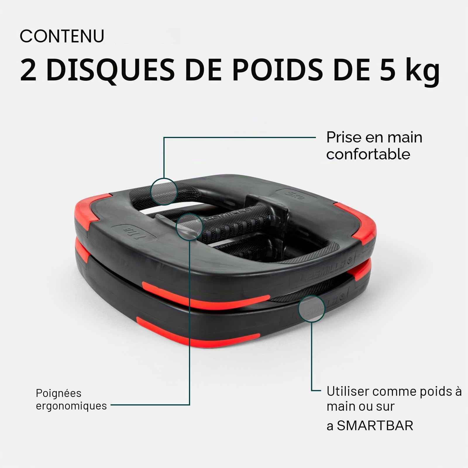 Les Mills™ Plaques de poids ergonomiques à double usage pour un entraînement complet du corps