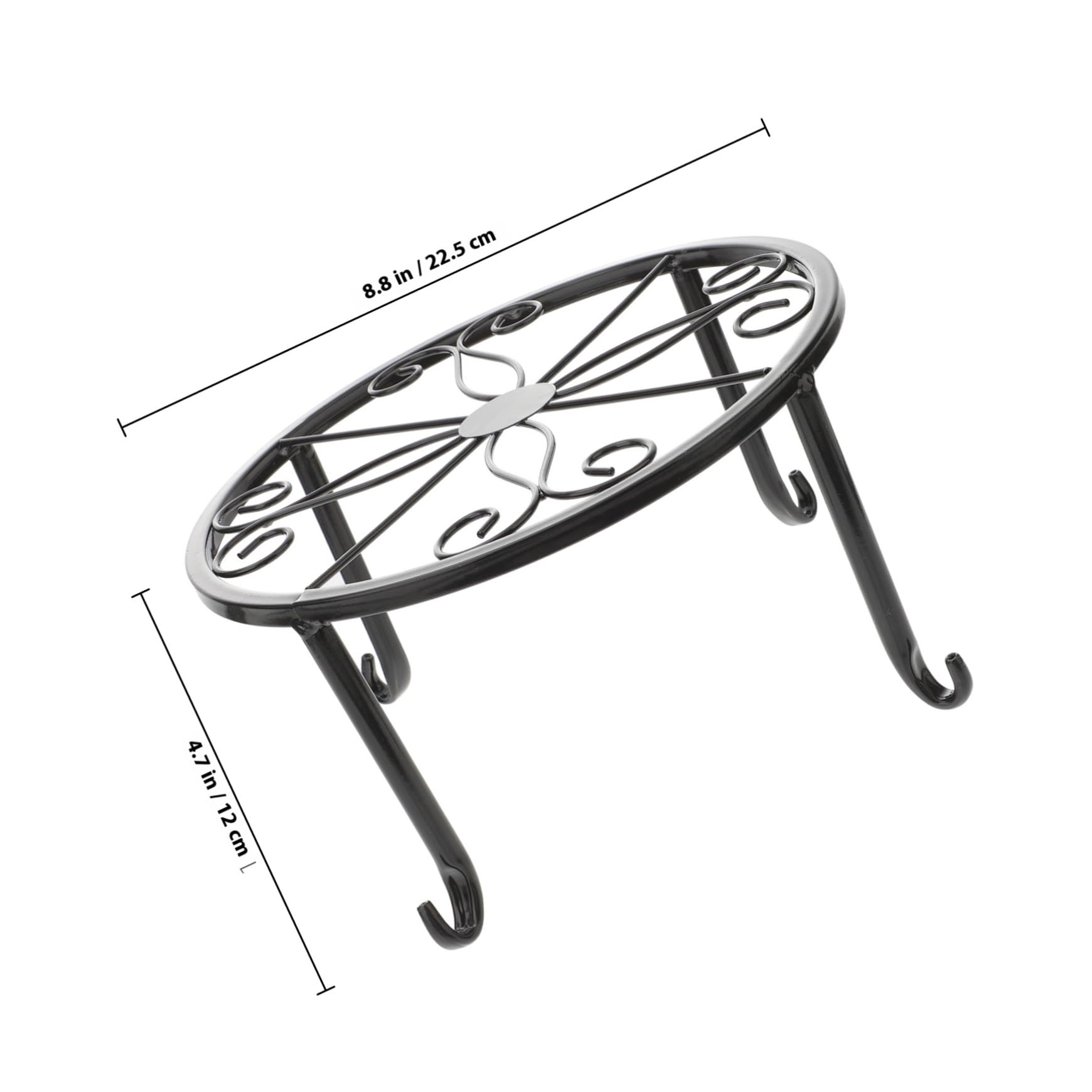 Portavasi in Ferro Nero 4 Pezzi Supporto per Piante da Interno ed Esterno Design Traforato Resistente e Decorativo per Terrazzi e Aree Verdi